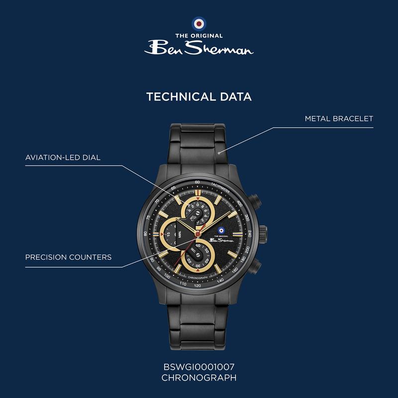 Ben Sherman Men’s Black-Tone Chronograph Watch with Black Dial