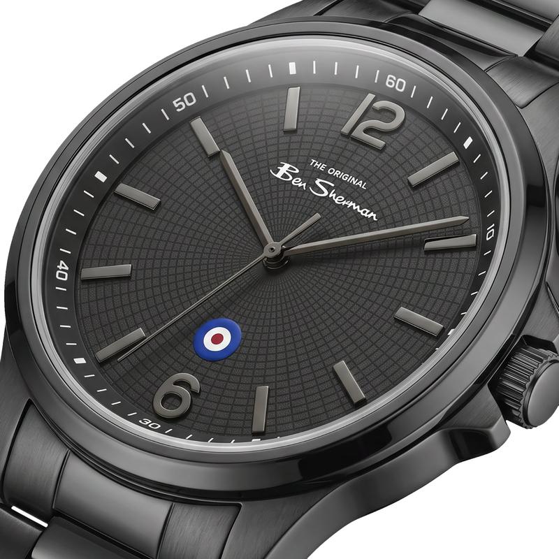 Ben Sherman Men’s Black-Tone Watch with Textured Black Dial