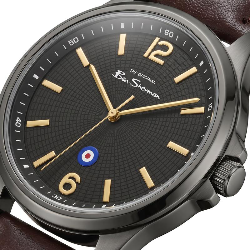 Ben Sherman Men's Brown Leather Strap Black Dial Watch