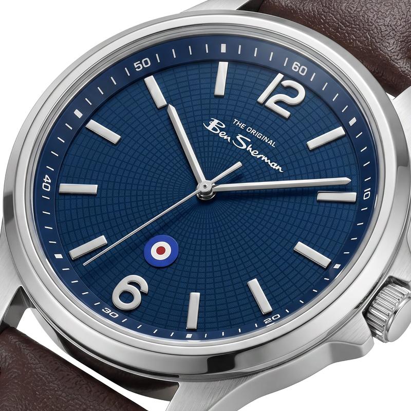 Ben Sherman Men's Brown Leather Strap Blue Dial Watch