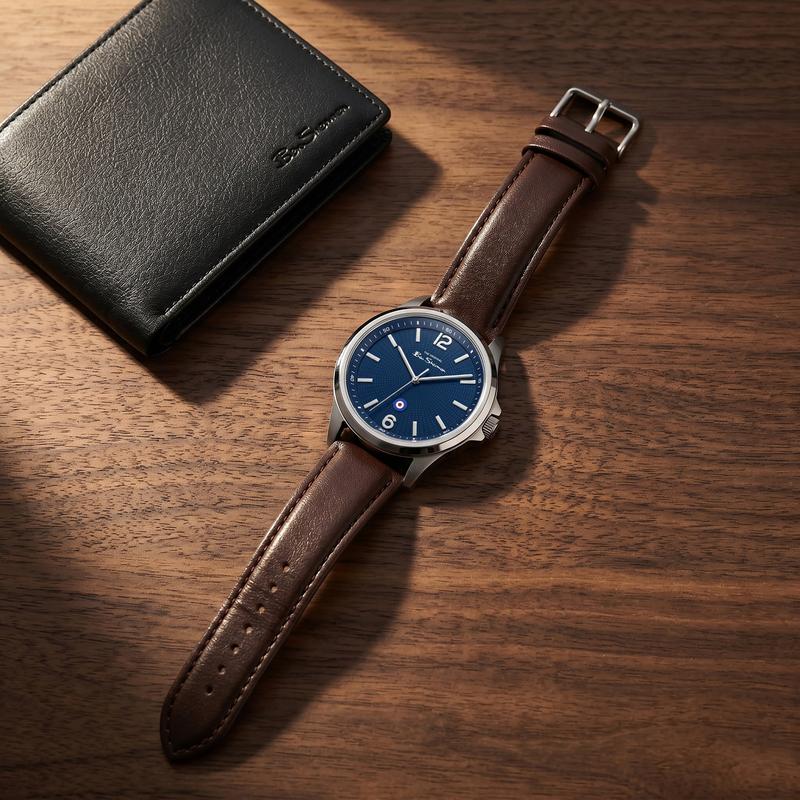 Ben Sherman Men's Brown Leather Strap Blue Dial Watch