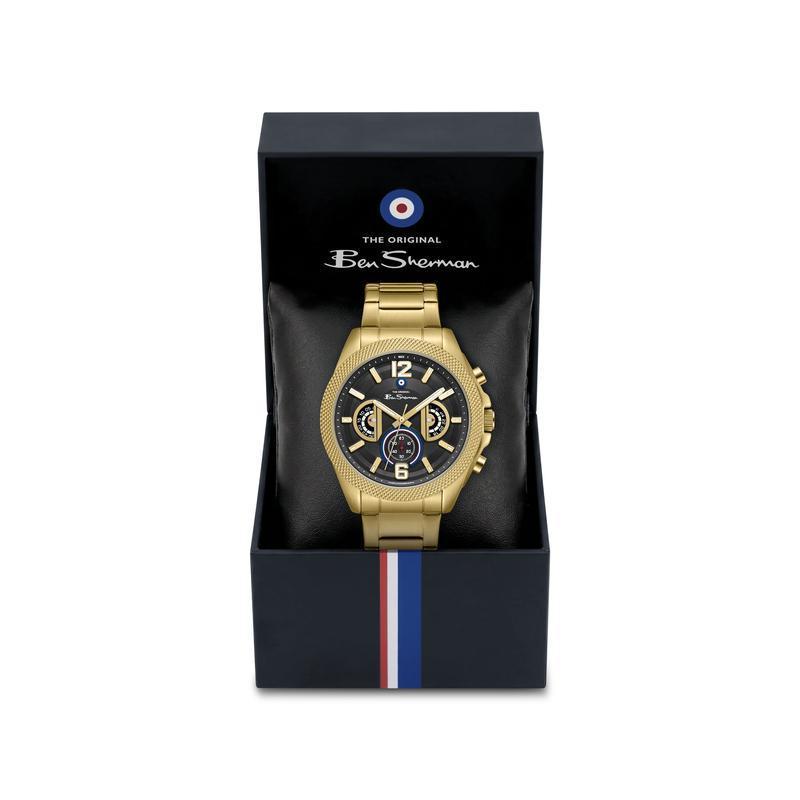 Ben Sherman Men’s Gold-Tone Chronograph Watch with Black Dial