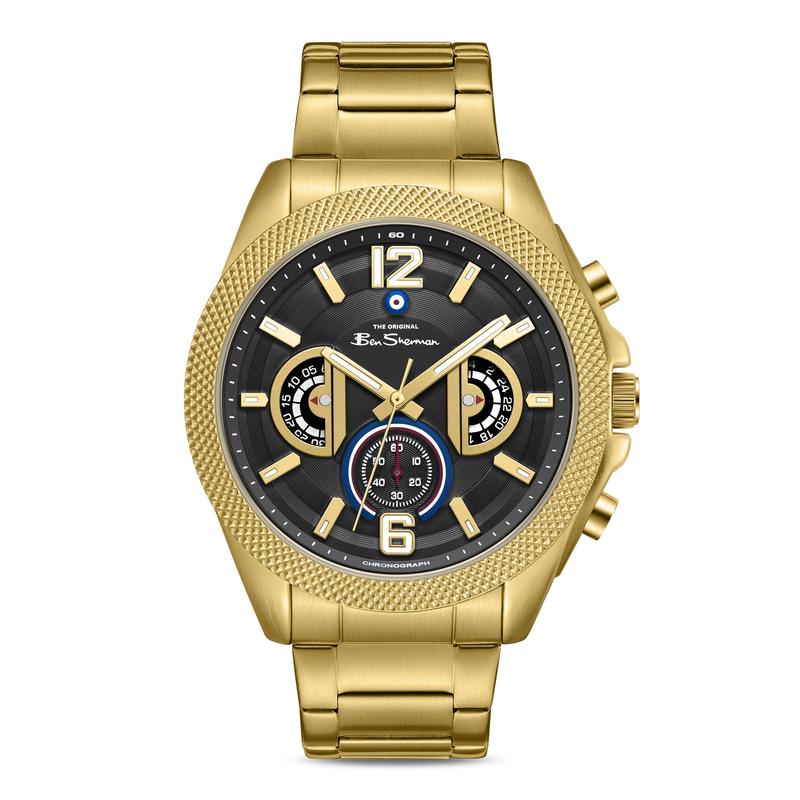 Ben Sherman Men’s Gold-Tone Chronograph Watch with Black Dial