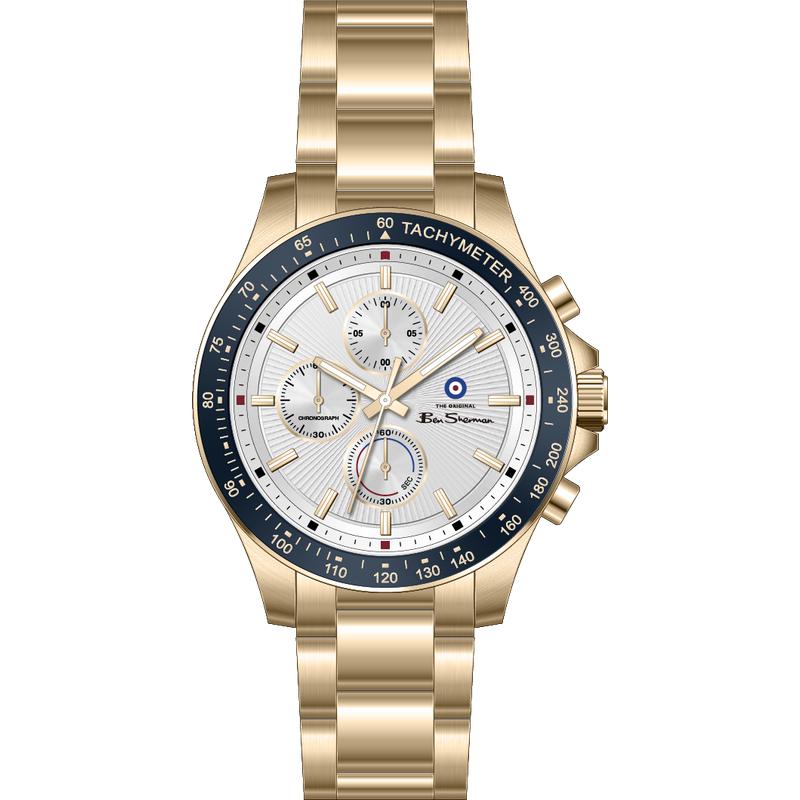 Ben Sherman Men’s Gold-Tone Chronograph Watch with Silver Dial