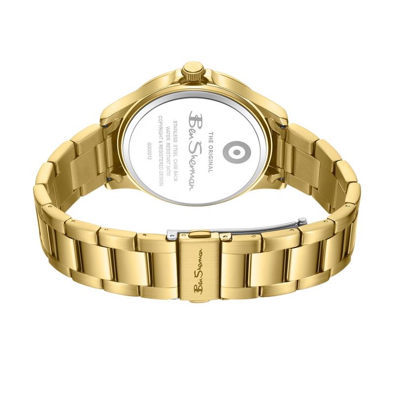 Ben Sherman Men’s Gold-Tone Watch with Textured White Dial
