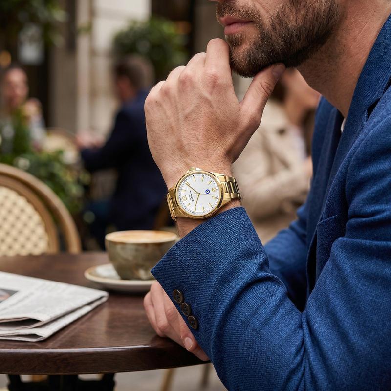 Ben Sherman Men’s Gold-Tone Watch with Textured White Dial