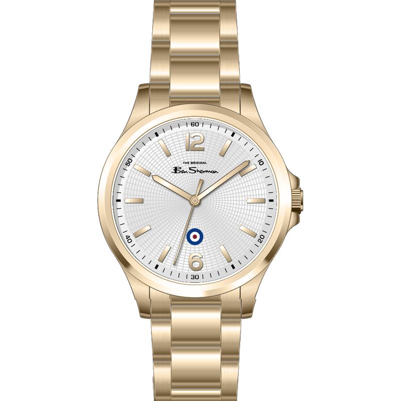 Ben Sherman Men’s Gold-Tone Watch with Textured White Dial