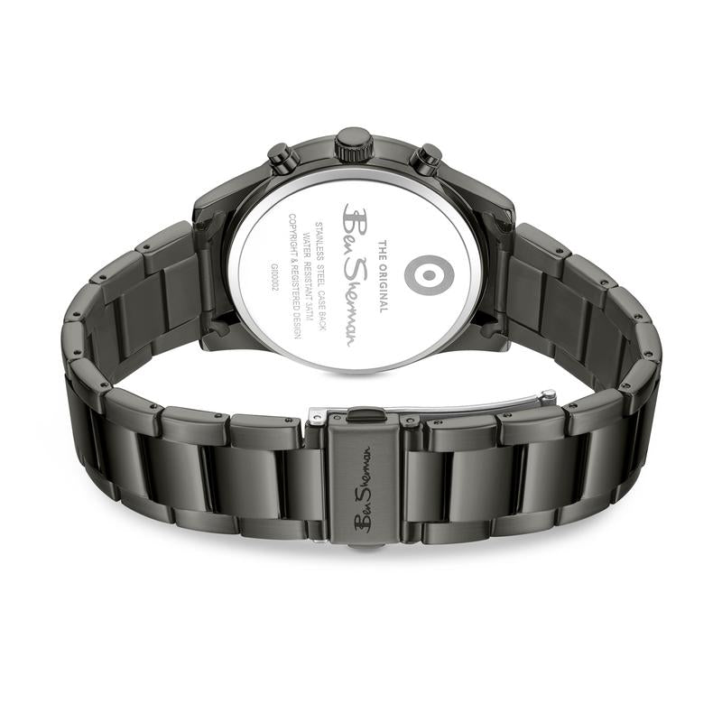 Ben Sherman Men's Gunmetal Chronograph Watch with Grey Dial & Black Stainless-Steel Bracelet