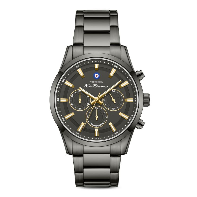 Ben Sherman Men's Gunmetal Chronograph Watch with Grey Dial & Black Stainless-Steel Bracelet