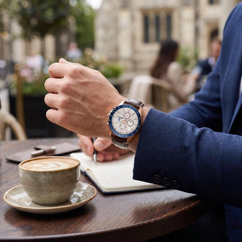 Ben Sherman Men's Rose Gold Chronograph Watch with Brown Leather Strap
