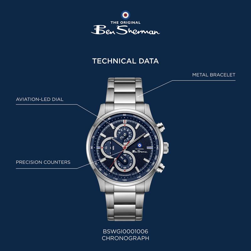 Ben Sherman Men's Stainless Steel Blue Chronograph Watch