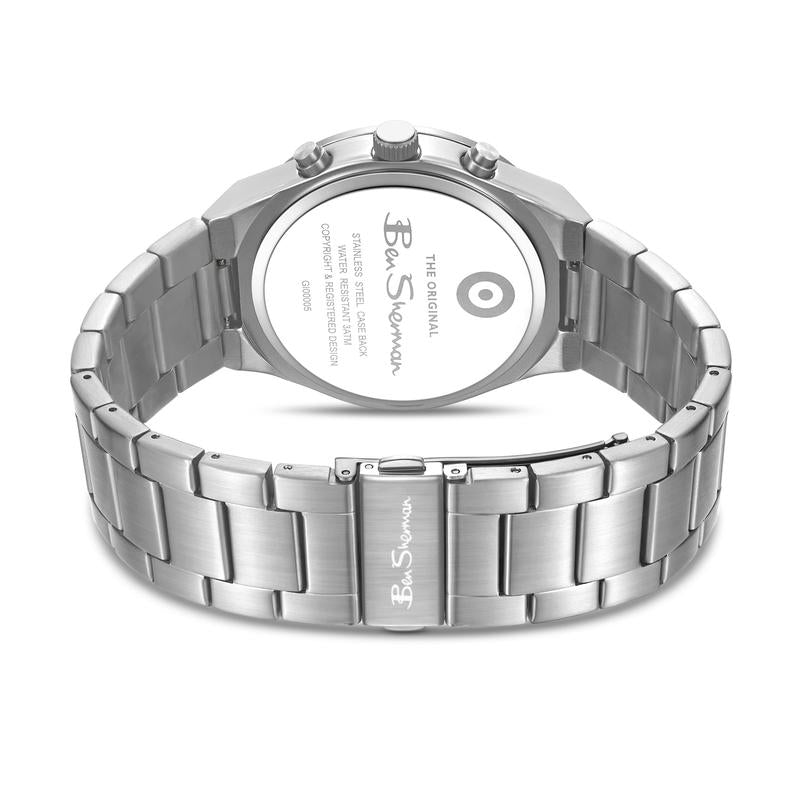Ben Sherman Men's Stainless Steel Chronograph Watch with Black Dial & Silver Bracelet