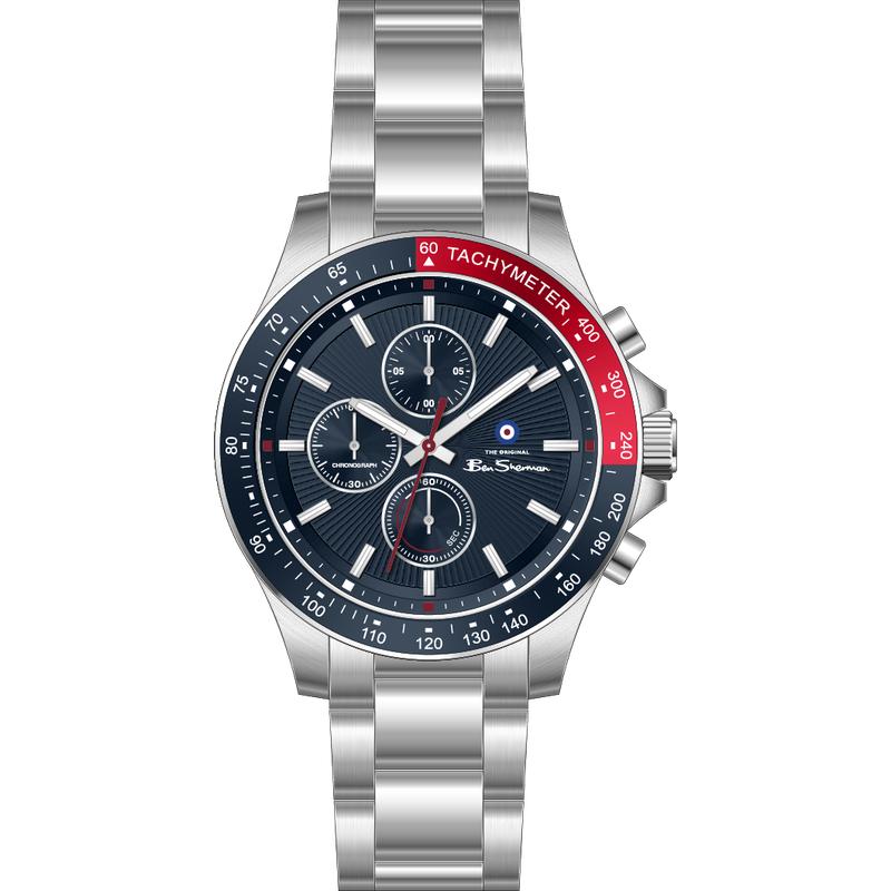 Ben Sherman Men's Stainless Steel Chronograph Watch with Blue Dial