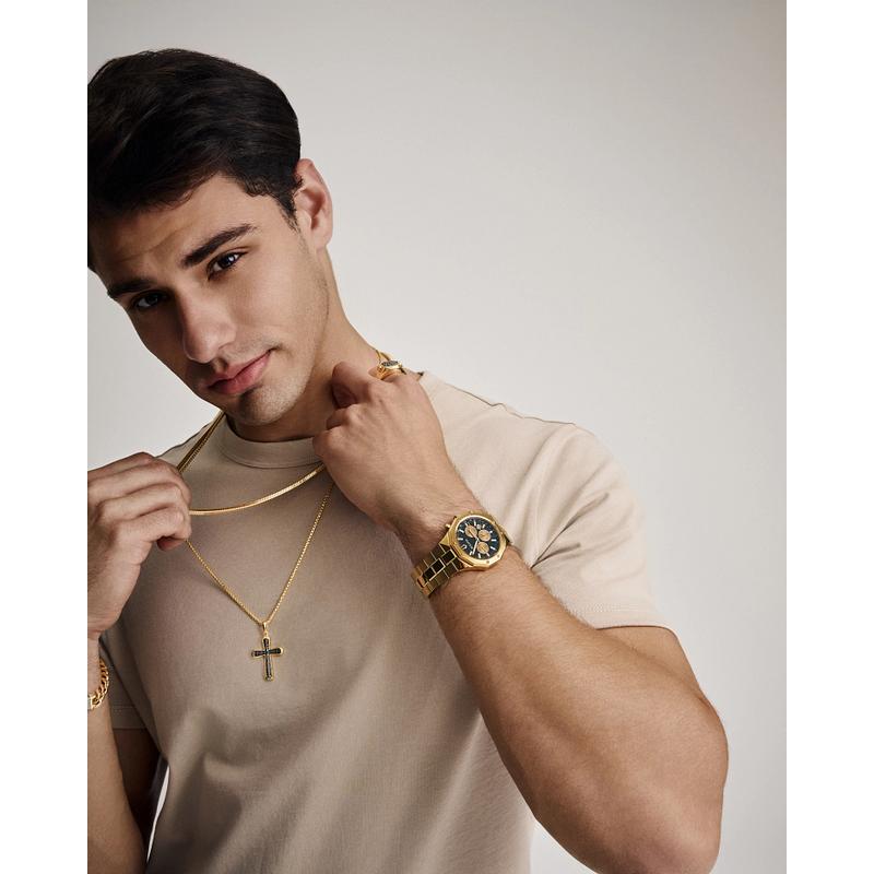 Bulova Men's Prestige Chronograph Watch, Gold-Tone Stainless Steel, Black Dial