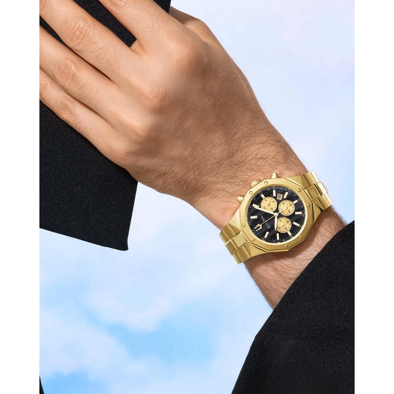 Bulova Men's Prestige Chronograph Watch, Gold-Tone Stainless Steel, Black Dial