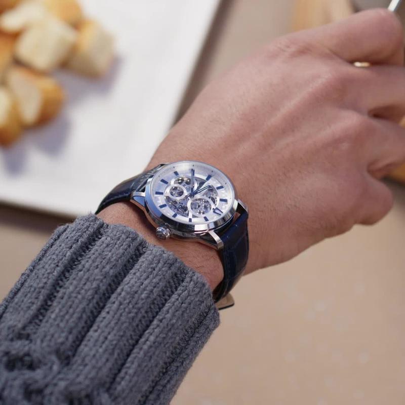 Bulova Women's Sutton Rose Gold-Tone Automatic Watch with Blue Leather Strap