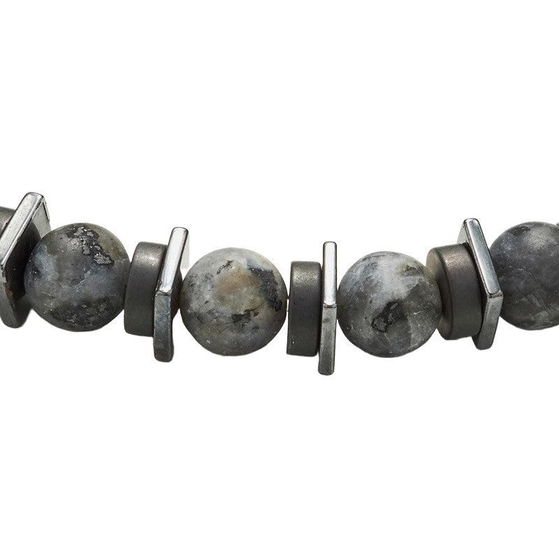Chrysostomos Handmade Bracelet with Natural Matte Larvikite Mineral Stones