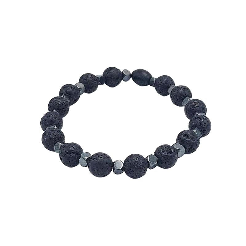 Chrysostomos Handmade Bracelet with Natural Mineral Stones of Black Lava