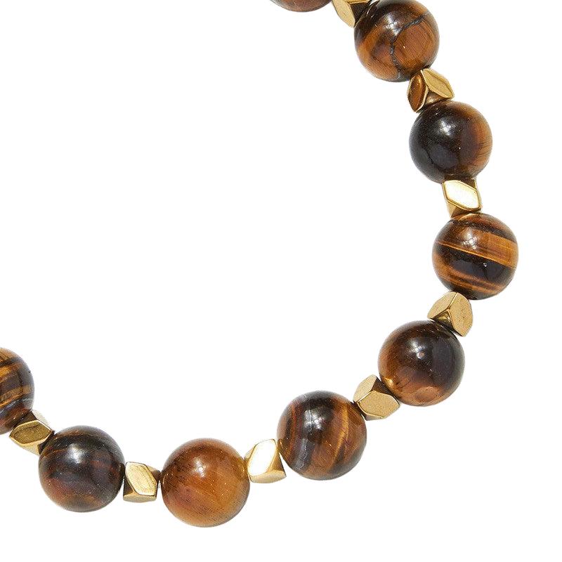 Chrysostomos Handmade Bracelet with Natural Mineral Stones of Brown Polished Tiger Eye