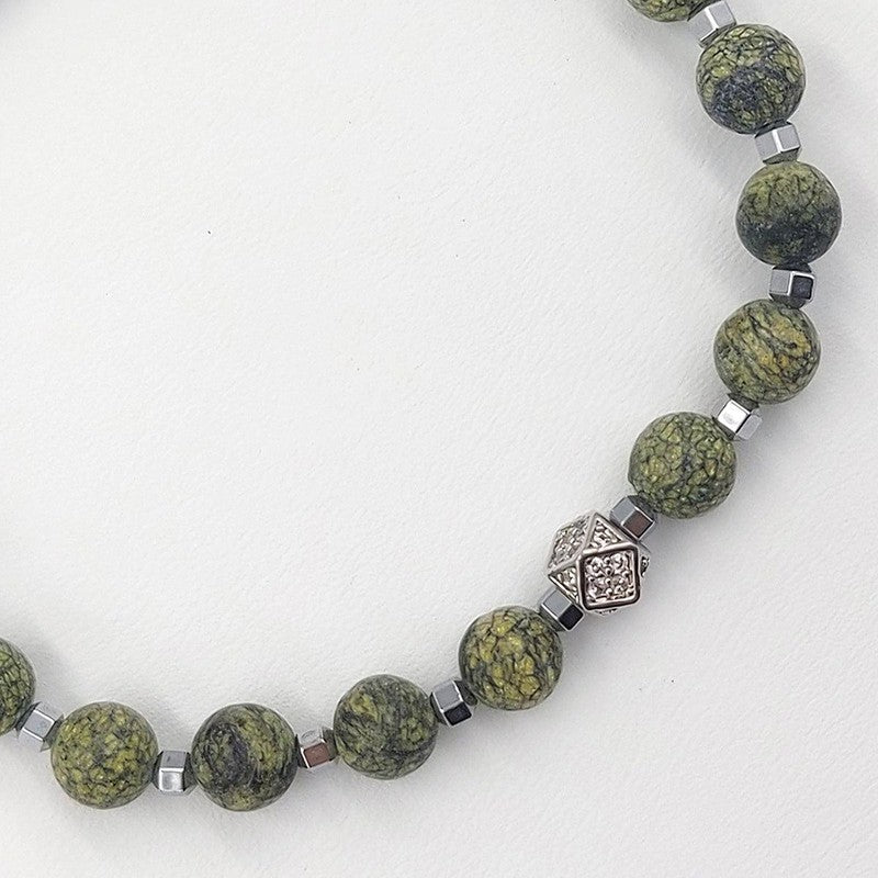 Chrysostomos Handmade Bracelet with Natural Mineral Stones of Green Agate