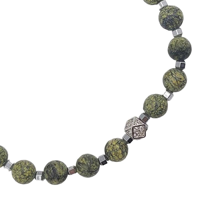 Chrysostomos Handmade Bracelet with Natural Mineral Stones of Green Agate