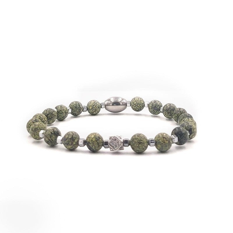Chrysostomos Handmade Bracelet with Natural Mineral Stones of Green Agate