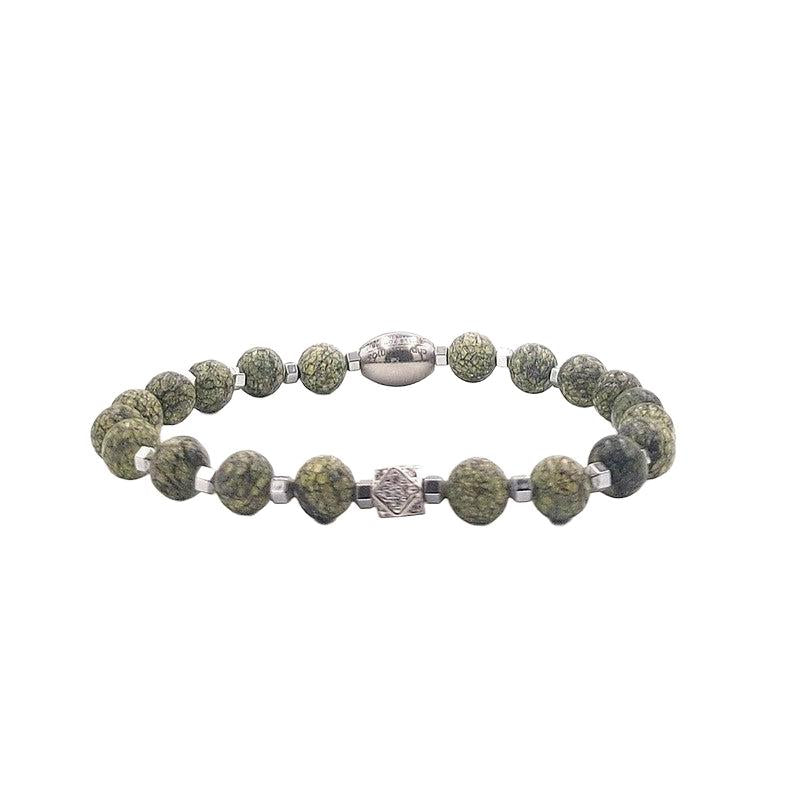 Chrysostomos Handmade Bracelet with Natural Mineral Stones of Green Agate