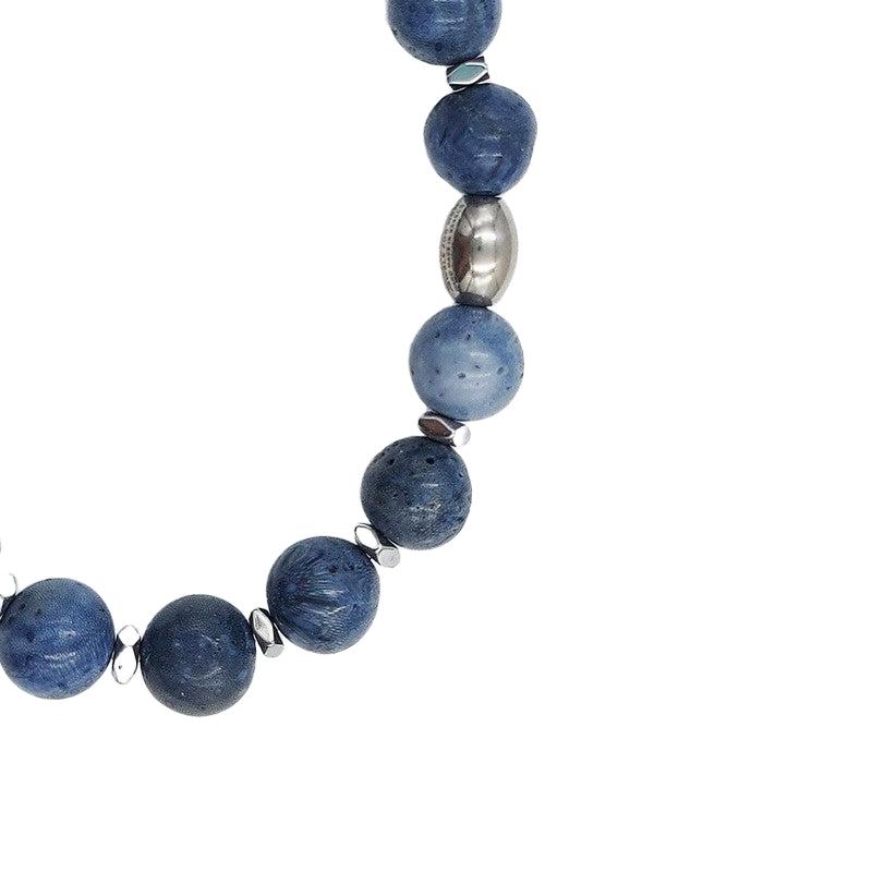 Chrysostomos Handmade Bracelet with Natural Mineral Stones of Light Blue Agate