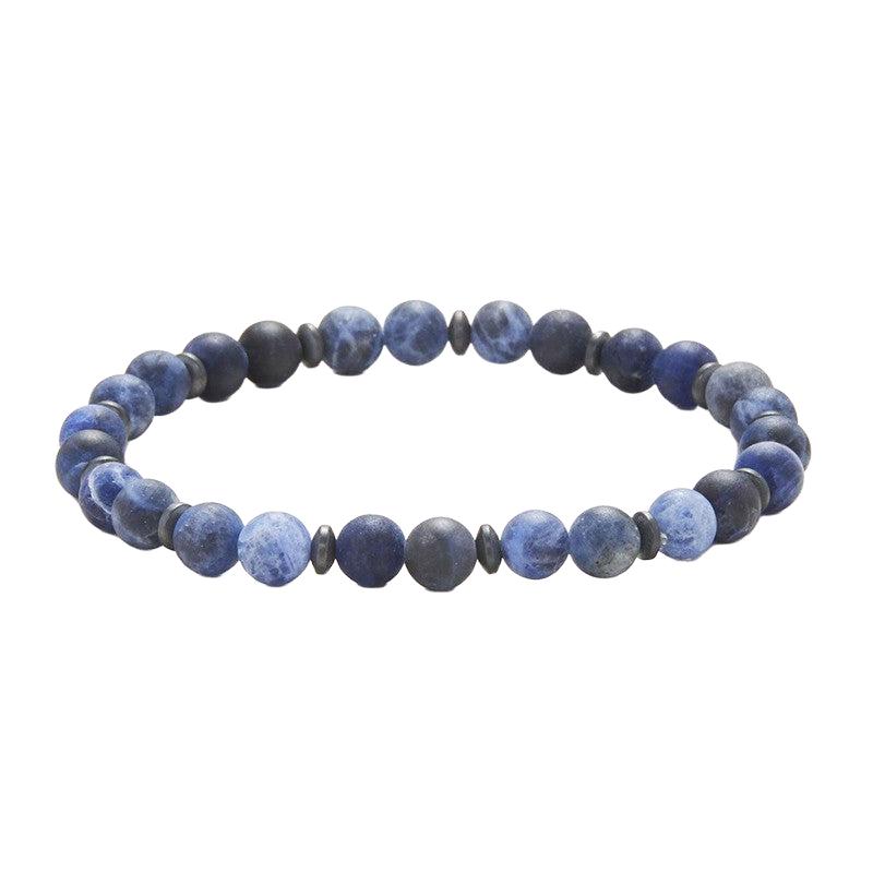 Chrysostomos Handmade Bracelet with Natural Mineral Stones of Matte Sodalite