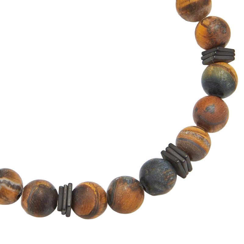 Chrysostomos Handmade Bracelet with Natural Mineral Stones of Matte Tigers Eye