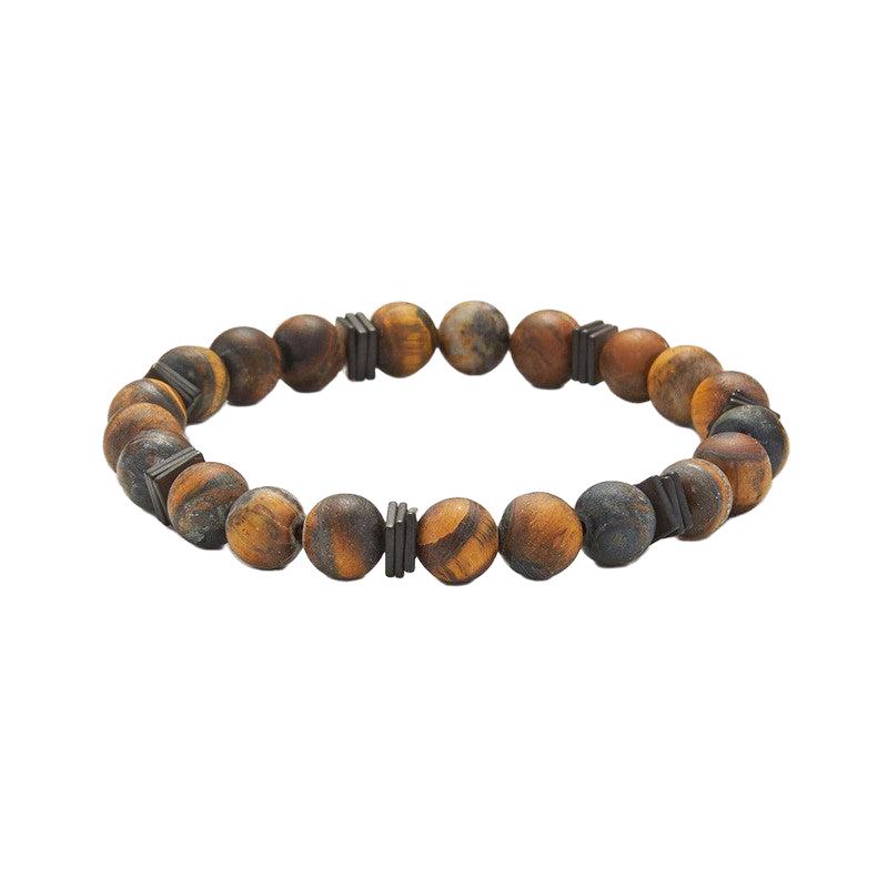 Chrysostomos Handmade Bracelet with Natural Mineral Stones of Matte Tigers Eye
