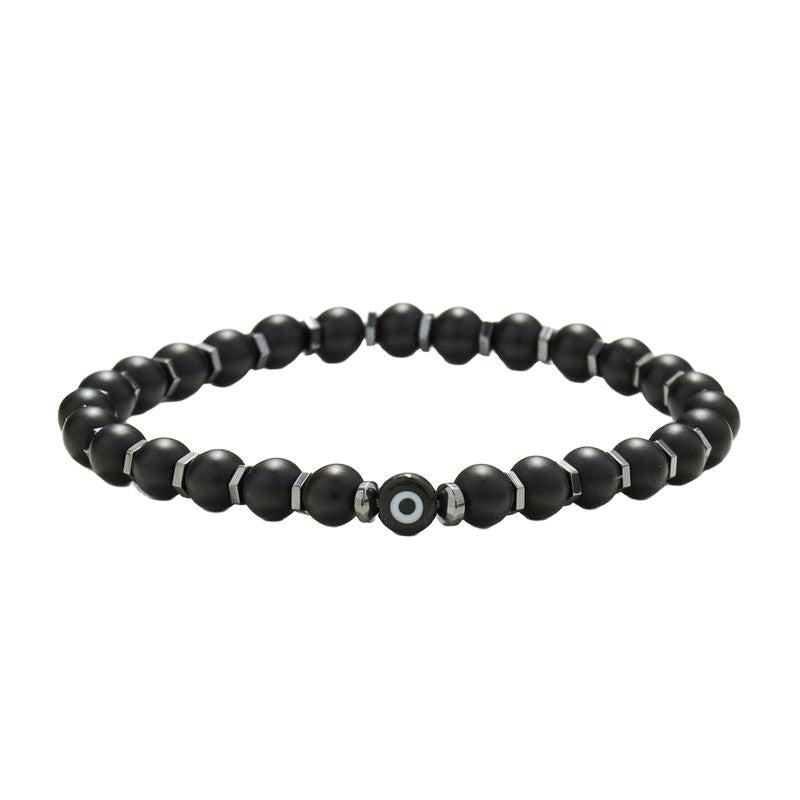 Chrysostomos Handmade Bracelet with Onyx, Hematite & Evil Eye