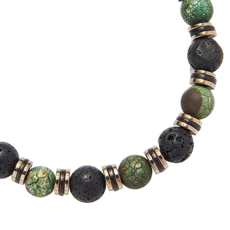 Chrysostomos Handmade Bracelet with Tibetan Agate & Lava