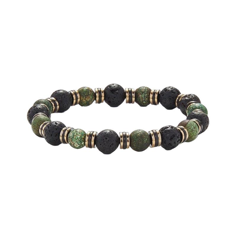 Chrysostomos Handmade Bracelet with Tibetan Agate & Lava