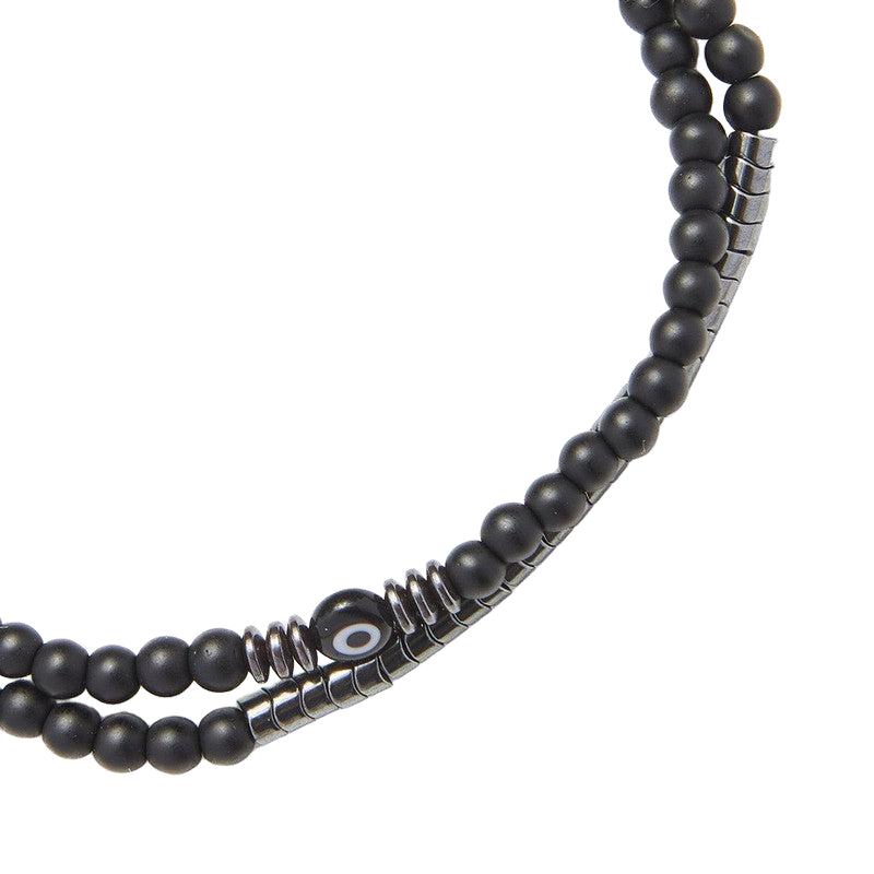 Chrysostomos Handmade Double Bracelet with Onyx & Agate