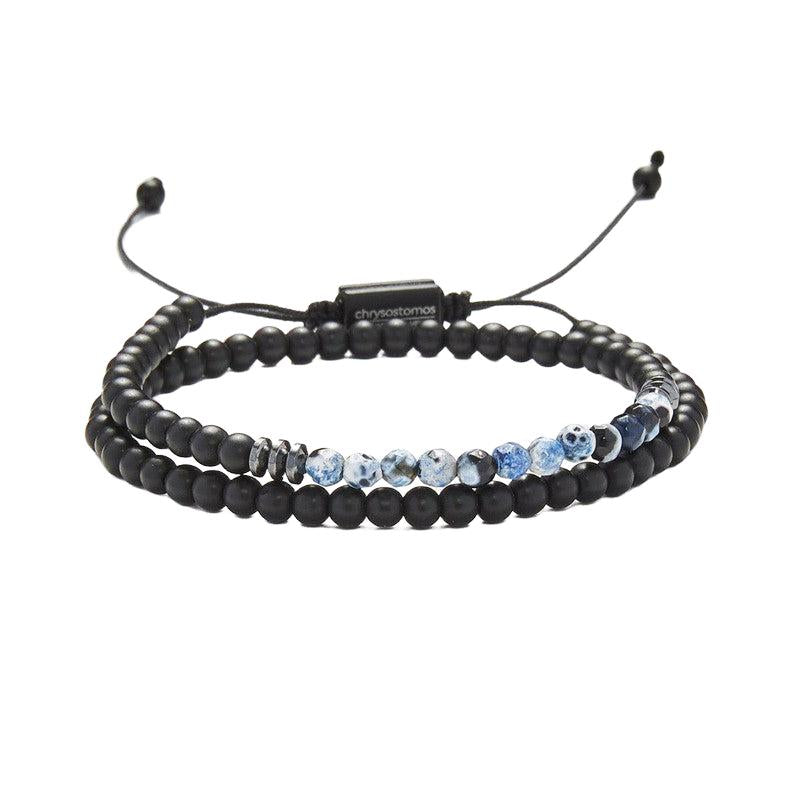 Chrysostomos Handmade Double Bracelet with Onyx & Agate