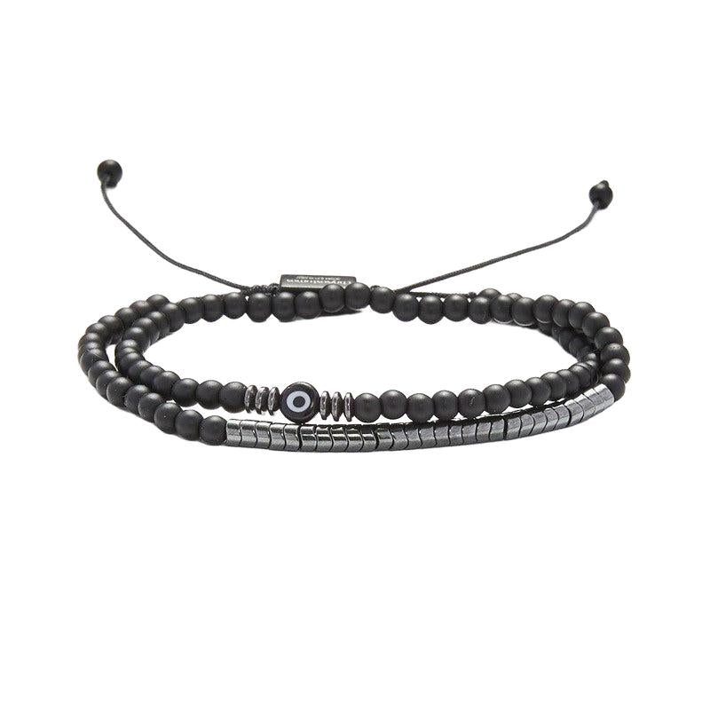 Chrysostomos Handmade Double Bracelet with Onyx & Agate