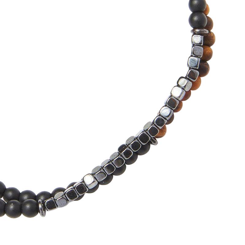 Chrysostomos Handmade Double Bracelet with Onyx & Tigers Eye