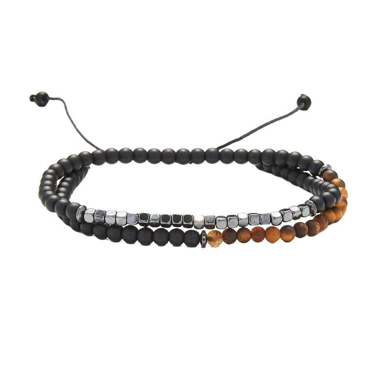 Chrysostomos Handmade Double Bracelet with Onyx & Tigers Eye