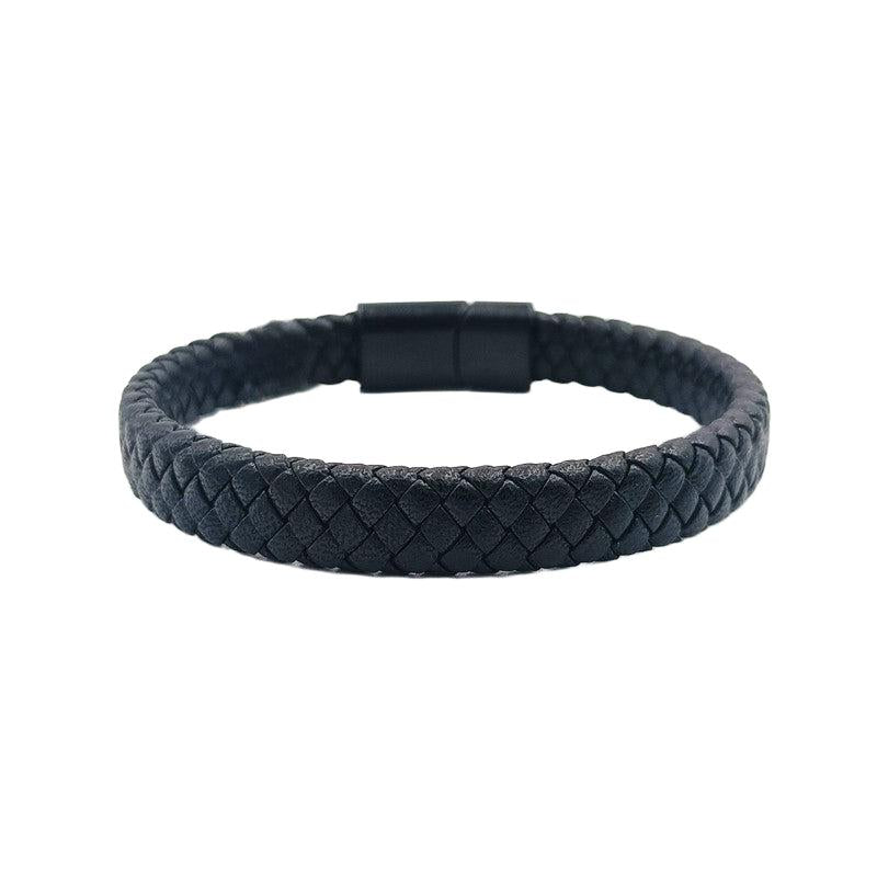 Chrysostomos Handmade Leather Bracelet in Black Colour