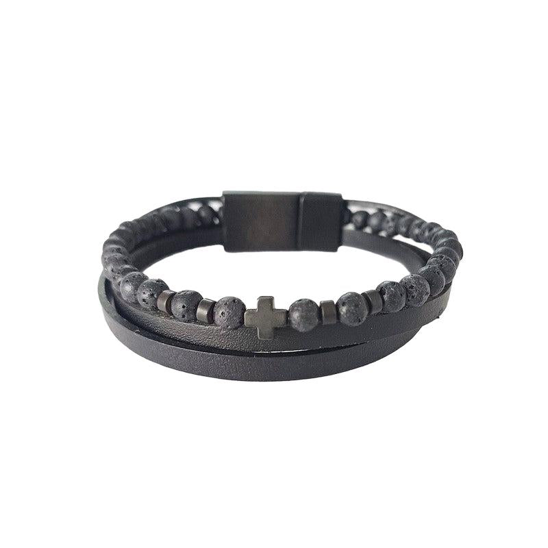 Chrysostomos Handmade Leather Bracelet with Tigers Eye