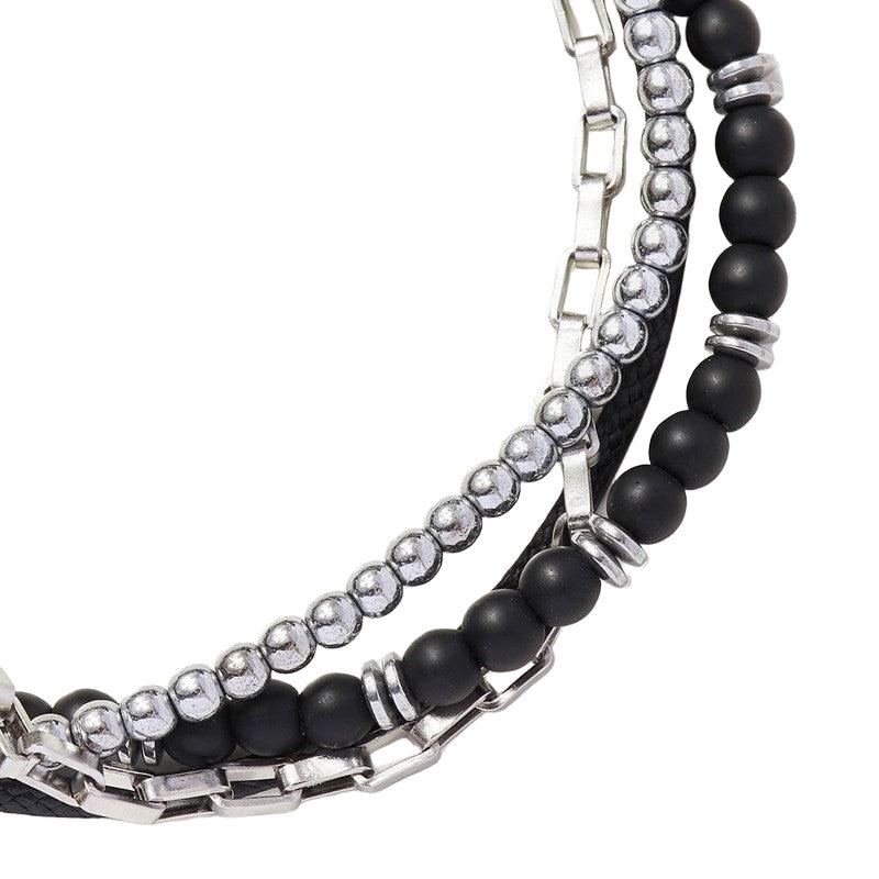Chrysostomos Handmade Multi-Line Bracelet with Onyx