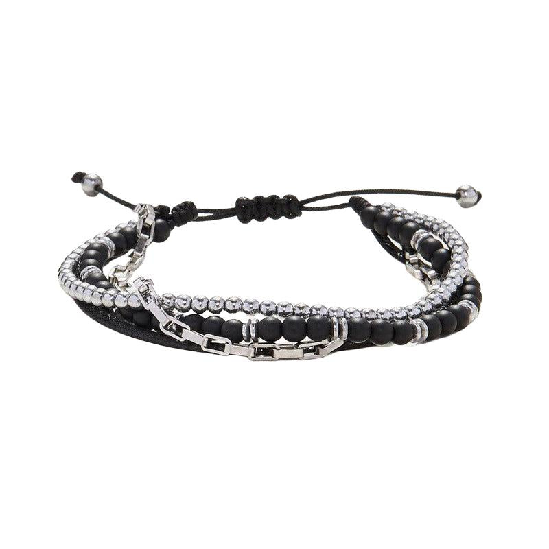 Chrysostomos Handmade Multi-Line Bracelet with Onyx
