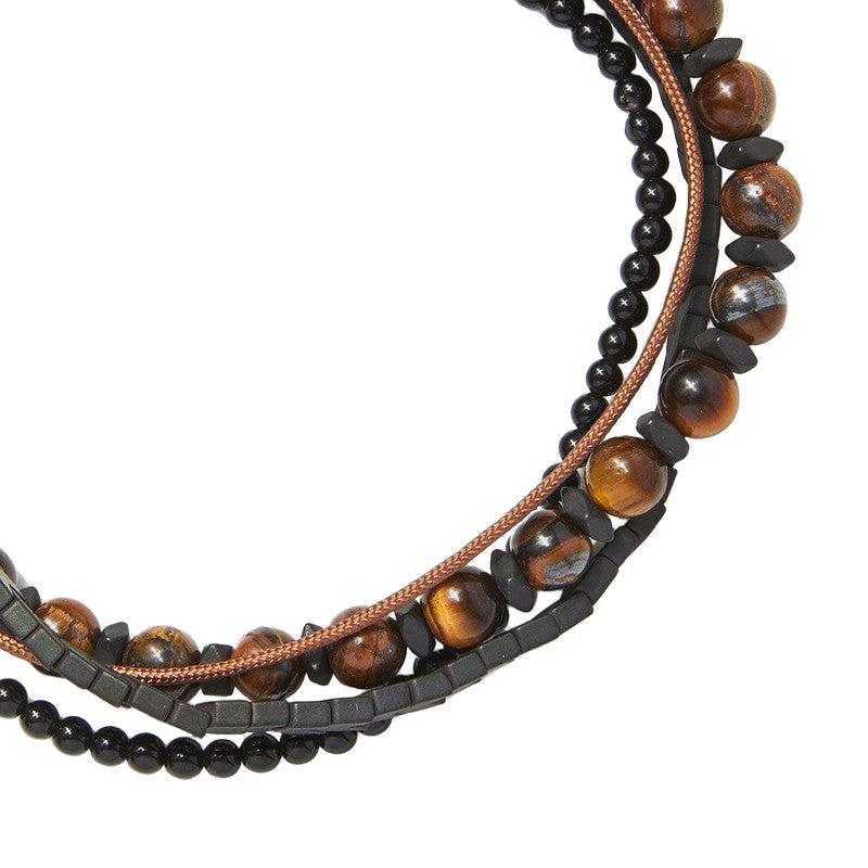 Chrysostomos Handmade Multi-Line Bracelet with Tigers Eye