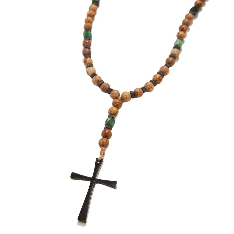 Chrysostomos Handmade Rosary Necklace with Jasper & Agate
