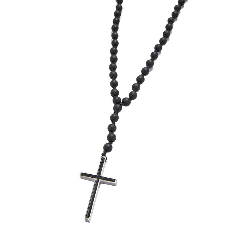 Chrysostomos Handmade Rosary Necklace with Onyx