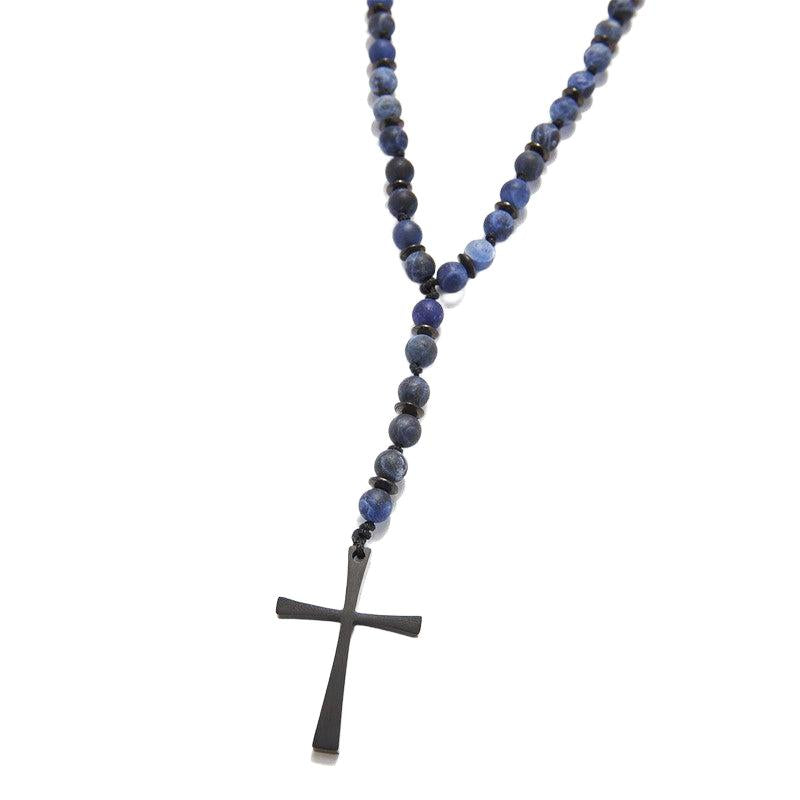 Chrysostomos Handmade Rosary Necklace with Sodalite