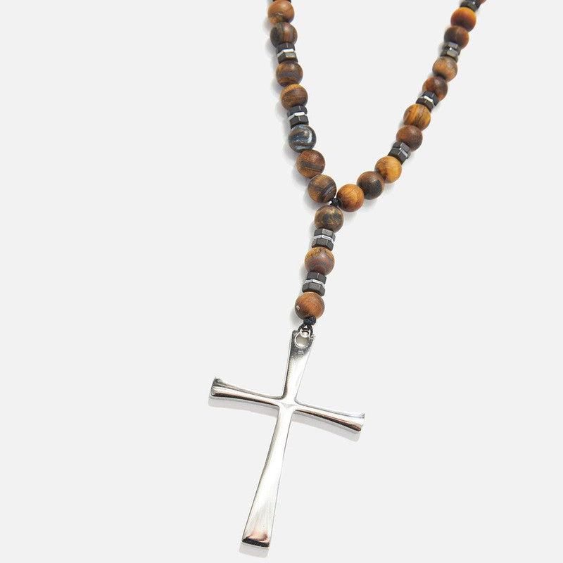 Chrysostomos Handmade Rosary Necklace with Tiger's Eye