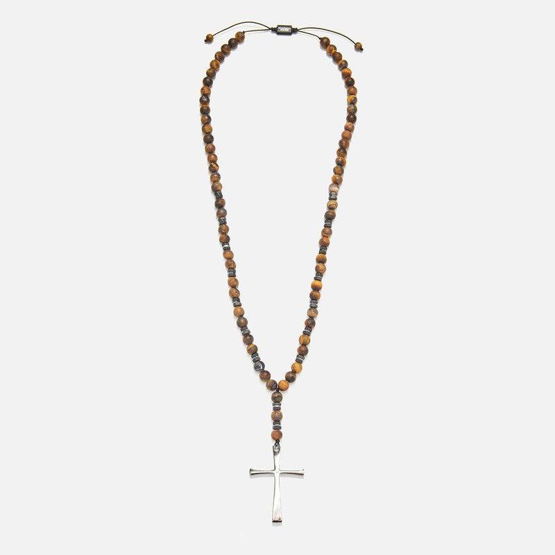 Chrysostomos Handmade Rosary Necklace with Tiger's Eye