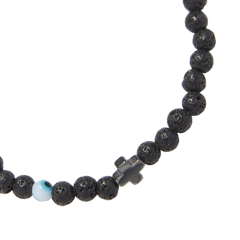 Chrysostomos Kids Handmade Bracelet with Black Lava & Hematite